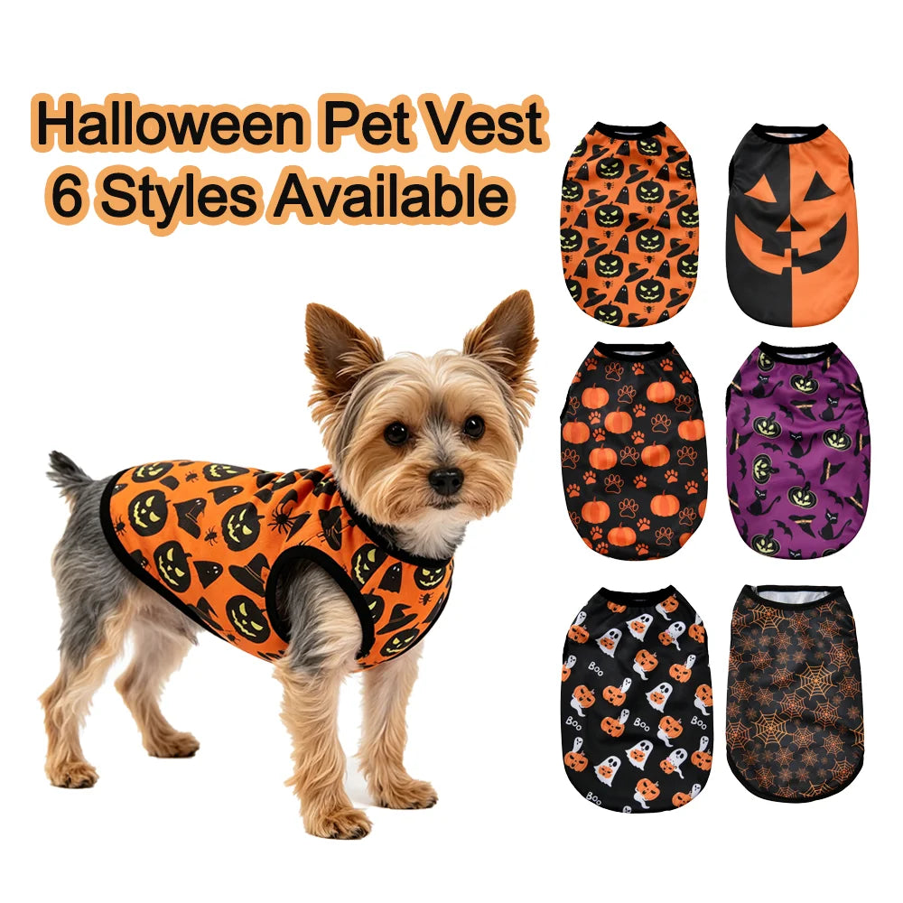 Petspuff Halloween Pumpkin Dog Vest – Lightweight Party T-Shirt | Small Dogs & Cats