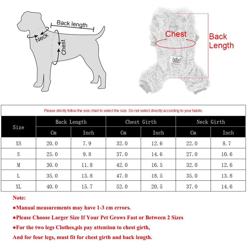 Petspuff Cosy Stretch Fleece Dog Jumpsuit – Winter Onesie with D-Ring | Small Dogs & Cats