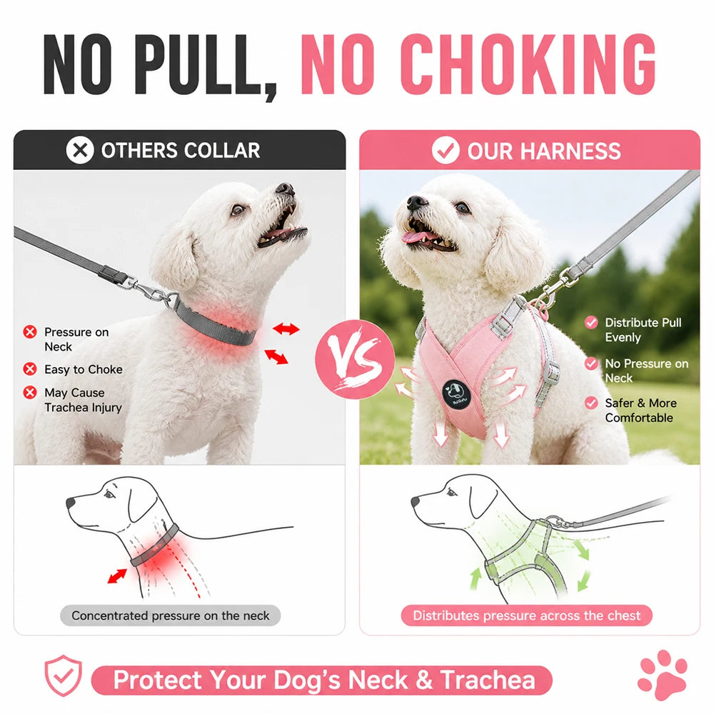 Petspuff Reflective Vest Harness & Lead Set – Padded Harness with Metal D-Ring | Small & Medium Dogs