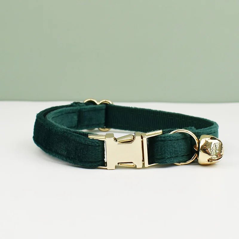 Petspuff Personalised Velvet Cat Collar with Bow & Bell – Engraved Name Tag | Kittens & Cats - Petspuff