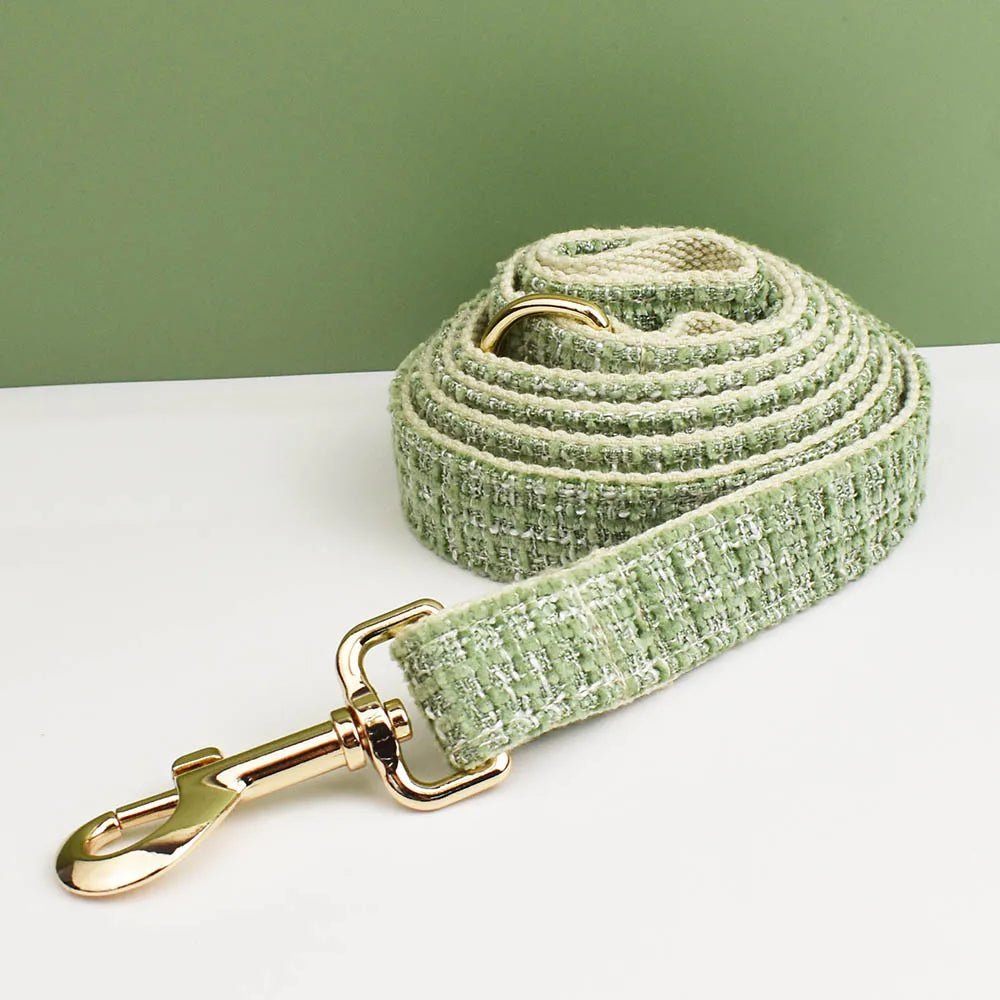 Petspuff Personalised Lime Green Dog Collar, Harness & Lead Set – Engraved Nameplate & Bow
