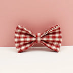 Petspuff Personalised Red Plaid Dog Collar, Harness & Lead Set – Engraved Name Tag & Bow | Christmas