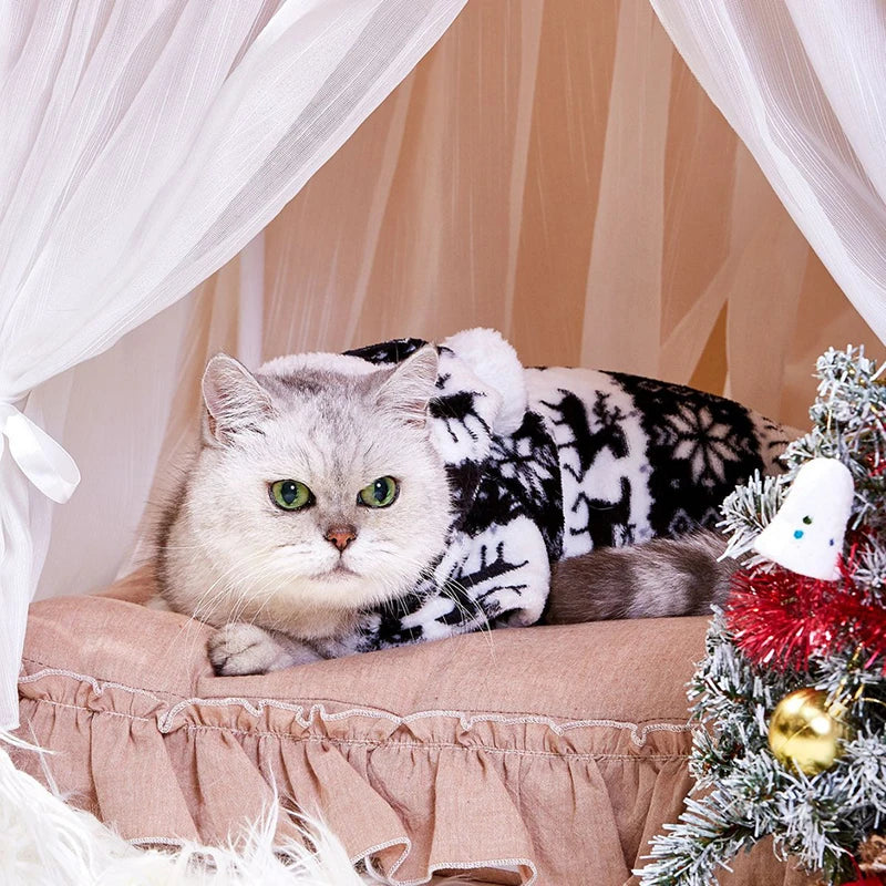 Petspuff Christmas Plush Dog Jumpsuit – Warm Festive Pyjamas | Small & Medium Dogs and Cats