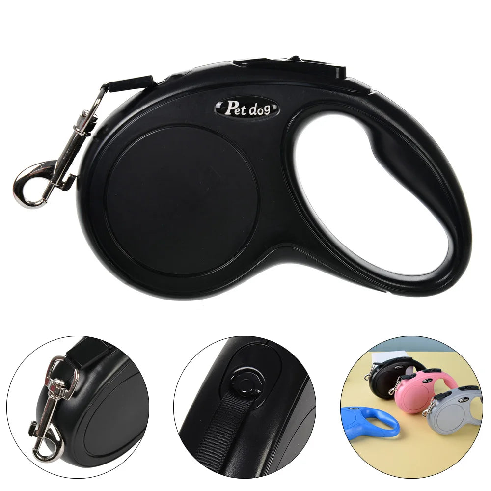 Petspuff Compact Retractable Dog Lead – 3m / 5m Strong Nylon Tape | Small & Medium Dogs