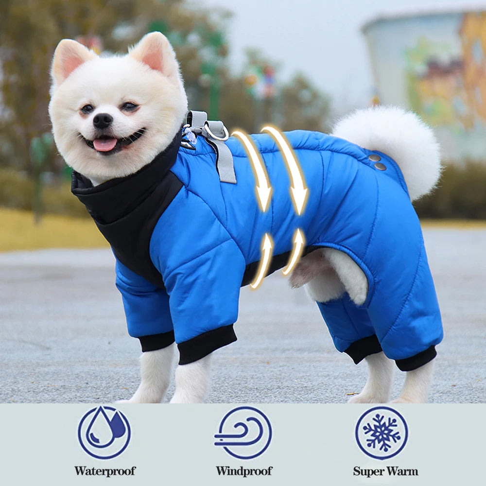 Petspuff Waterproof Padded Dog Jumpsuit – Warm Winter Coat with High Collar | Small & Medium Dogs