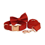 Petspuff Personalised Polka Dot Dog Collar & Lead Set – Engraved Name Tag, Bow & Harness - Petspuff