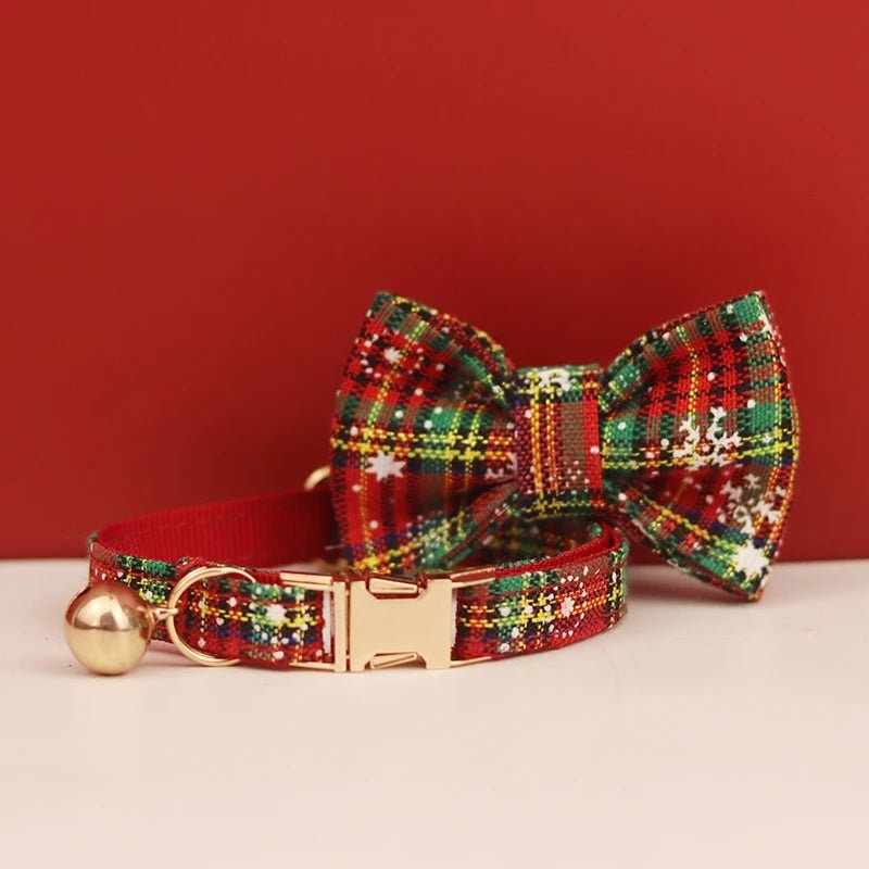 Petspuff Christmas Cat Collar with Bell & Bow – Festive Braided Kitten Collar | 2 Sizes