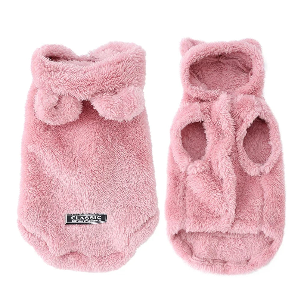 Petspuff Plush Hooded Dog Hoodie – Cosy Fleece Jumper | Small Dogs & Cats