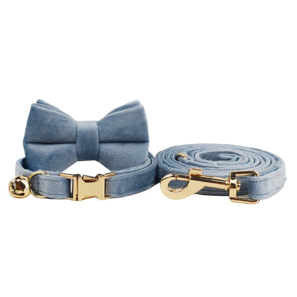 Petspuff Personalised Bow Cat Collar & Lead with Bell – Engraved ID Tag | 7 Colours
