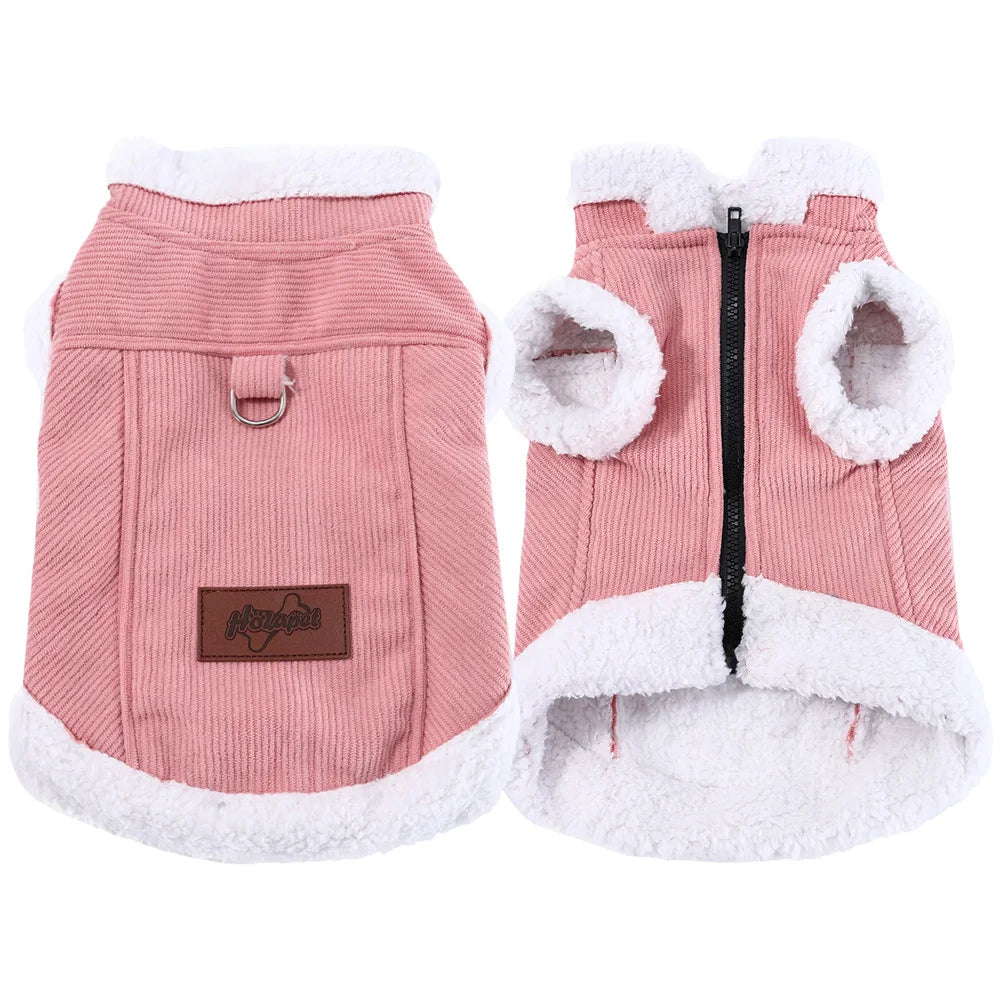Petspuff Thick Fleece Dog Jacket – Windproof Winter Coat with D-Ring | Small Dogs & Cats