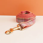 Petspuff Personalised Plaid Dog Collar & Lead Set – Engraved Name Tag, Bow & Harness Options