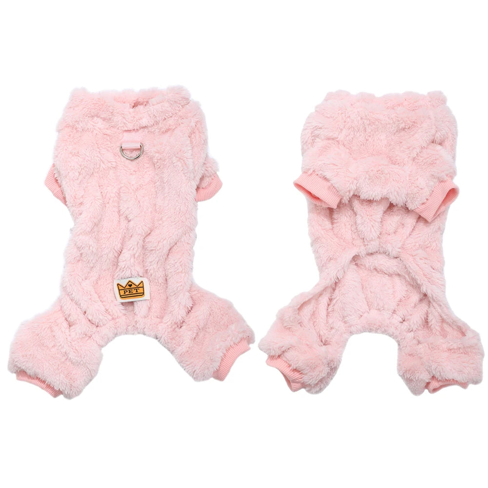 Petspuff Cosy Stretch Fleece Dog Jumpsuit – Winter Onesie with D-Ring | Small Dogs & Cats
