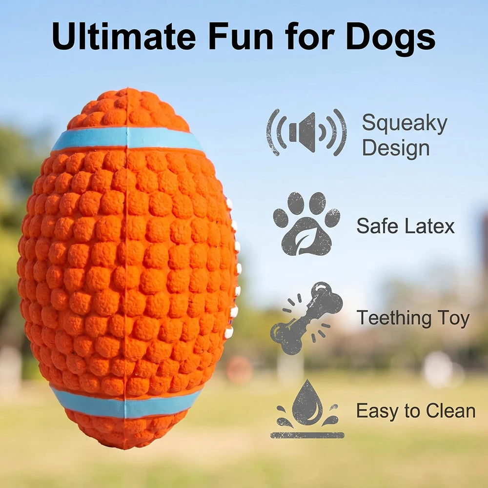 Petspuff Squeaky Latex Dog Ball – Football, Volleyball & Rugby Ball Toys | Small to Large Dogs