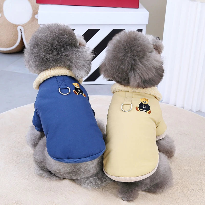 Petspuff Thick Padded Fleece Dog Jacket with Lead Ring – Winter Coat | Small & Medium Dogs