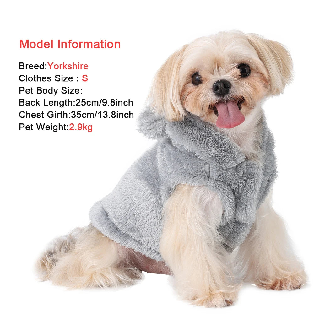 Petspuff Plush Hooded Dog Hoodie – Cosy Fleece Jumper | Small Dogs & Cats