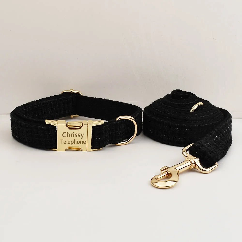 Petspuff Personalised Adjustable Dog Collar & Lead with Bow – Engraved ID Tag | 5 Designs, XS–XL