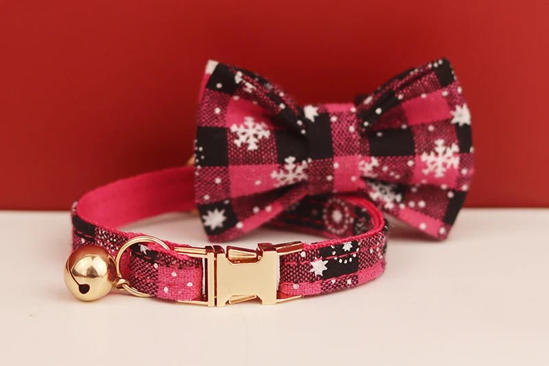 Petspuff Christmas Cat Collar with Bell & Bow – Festive Braided Kitten Collar | 2 Sizes