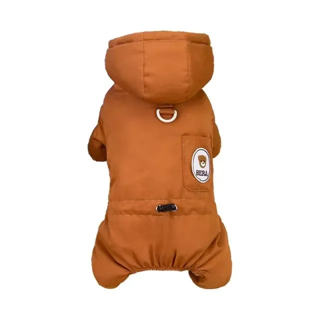 Petspuff Windproof Fleece Dog Overalls with Lead Ring – Winter Jumpsuit | Small Dogs