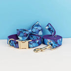 Petspuff Personalised Fruit & Animal Print Bow Tie Dog Collar & Lead – Engraved Name Tag | 8 Designs - Petspuff