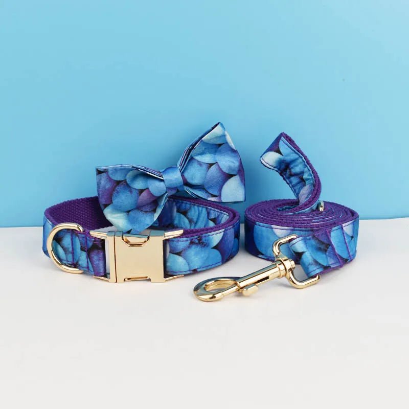 Petspuff Personalised Fruit & Animal Print Bow Tie Dog Collar & Lead – Engraved Name Tag | 8 Designs - Petspuff