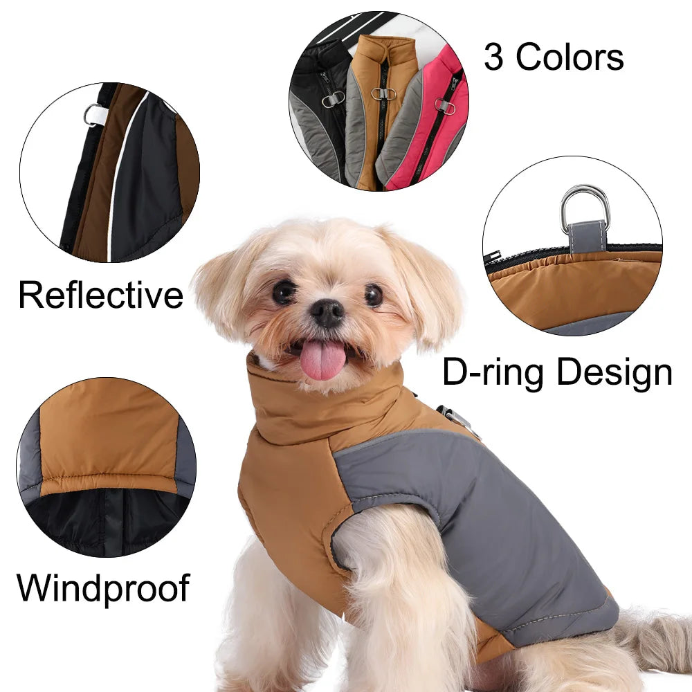 Petspuff Reflective Hiking Dog Jacket – Windproof Fleece Coat with D-Ring | Small & Medium Dogs