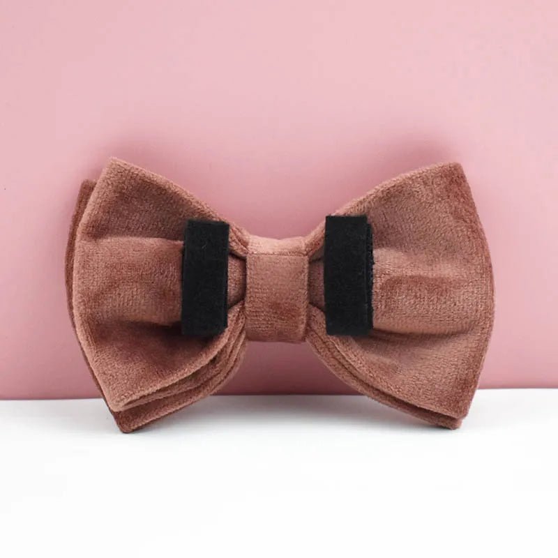 Petspuff Personalised Dusty Pink Velvet Dog Collar & Lead Set – Engraved Name Tag, Bow & Harness