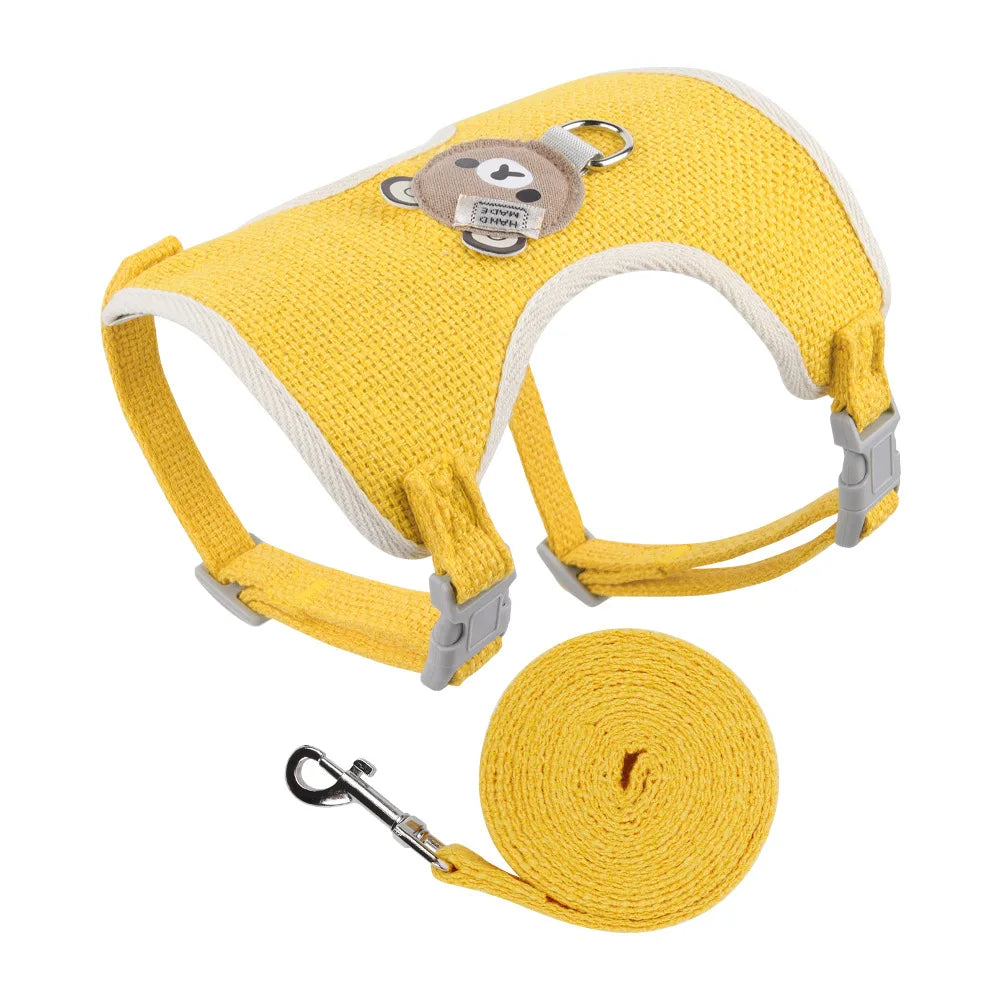 Petspuff Linen Vest Harness & Lead Set – Soft Breathable Harness | Small Dogs, Puppies & Cats