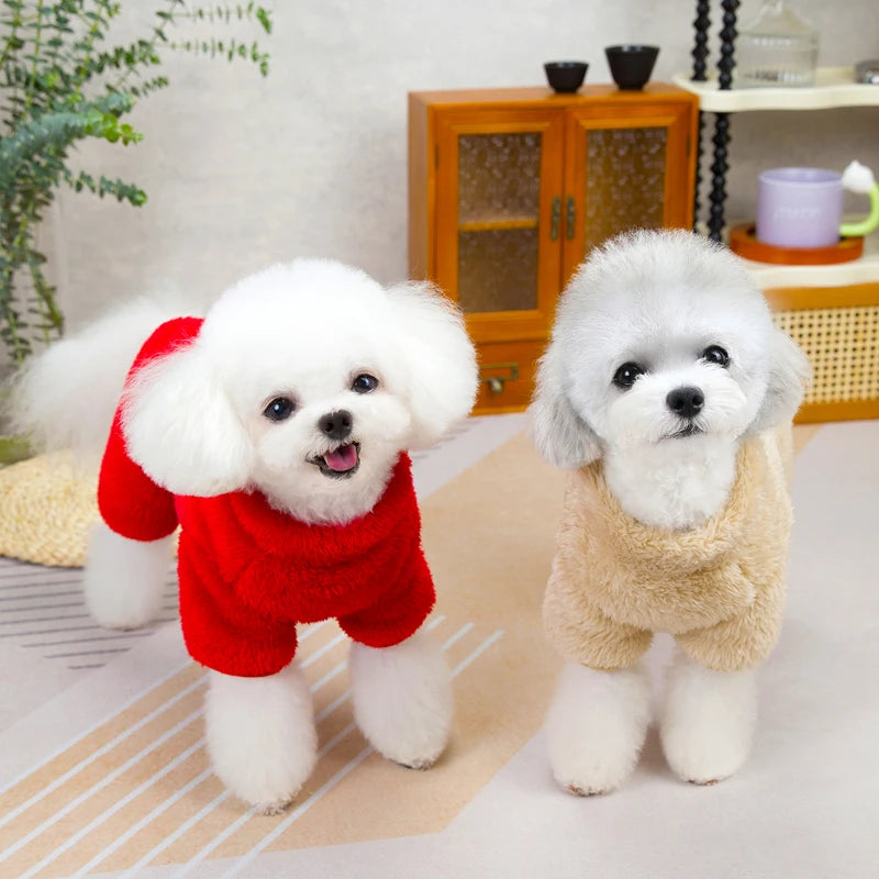 Petspuff Fleece Dog Jumpsuit with Zip & Lead Ring – Winter Overalls | Small Dogs & Cats