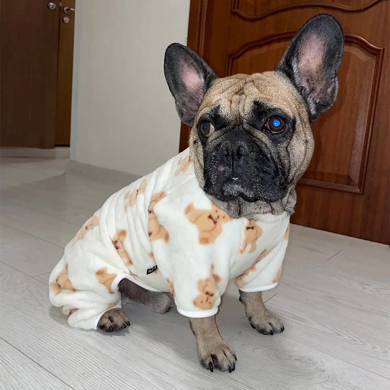 Petspuff Bear Plush Dog Pyjamas – Cosy Fleece Onesie | Small & Medium Dogs and Cats