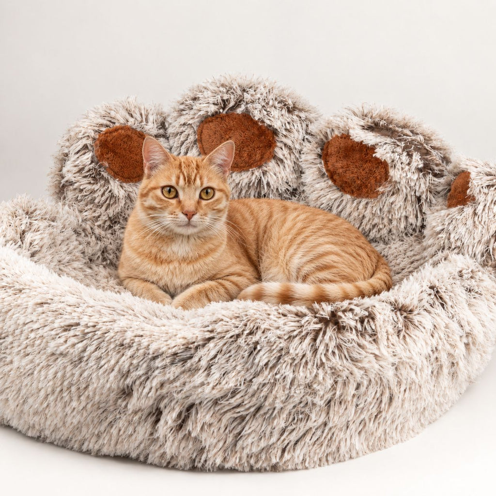 Petspuff Big Paw Fluffy Pet Bed – Shaggy Calming Nest Bed | Large 70cm, Cats & Small Dogs