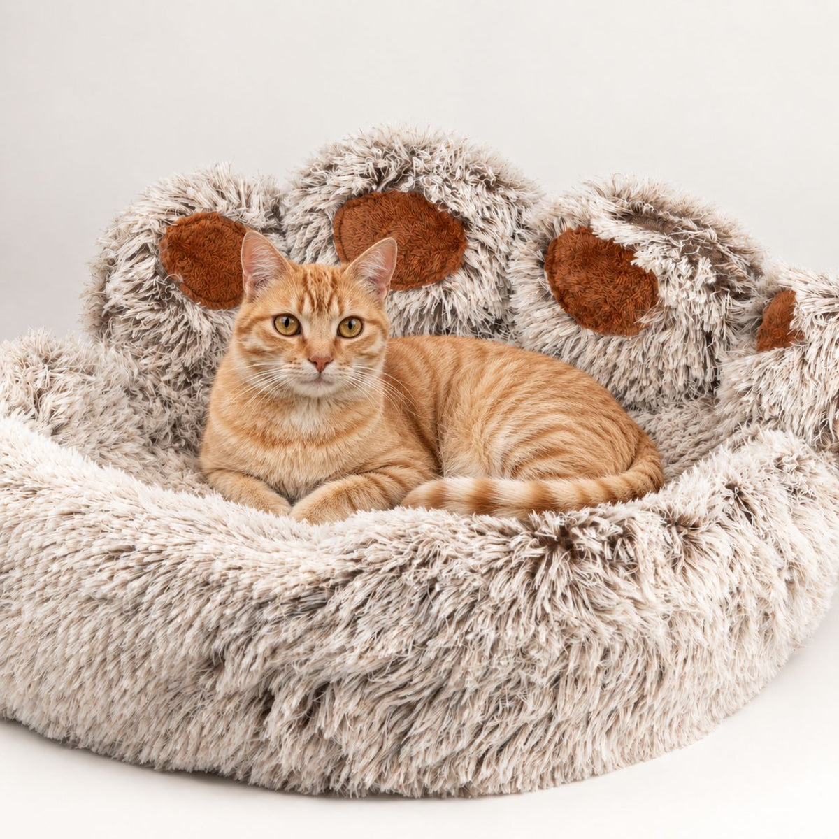 Petspuff Big Paw Fluffy Pet Bed – Shaggy Calming Nest Bed | Large 70cm, Cats & Small Dogs