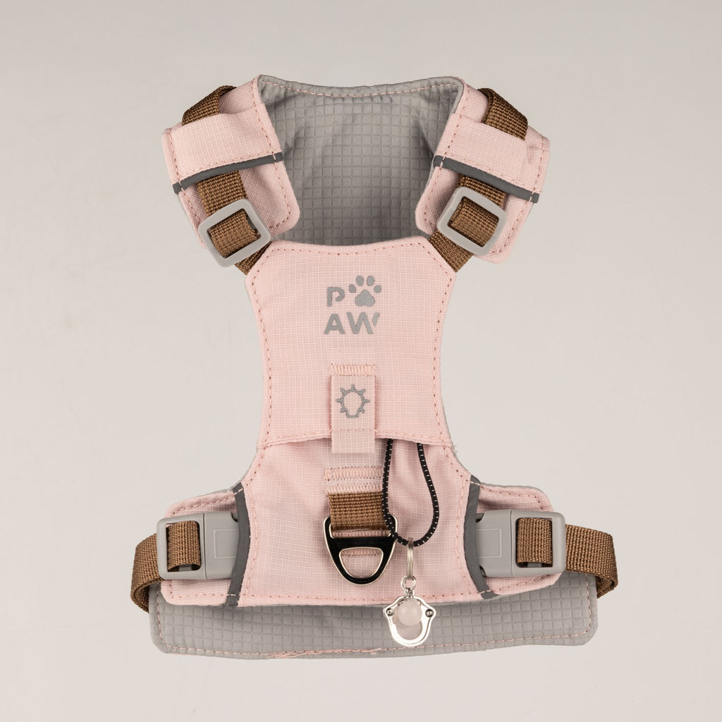 Petspuff Gemstone Guardian Step-in Dog Harness – Reflective, Rose Quartz Charm | Soft Pink, S 4–8kg