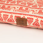 Petspuff Lucky Elephant Pet Bed – Patterned Padded Bolster Bed | Red, 60cm
