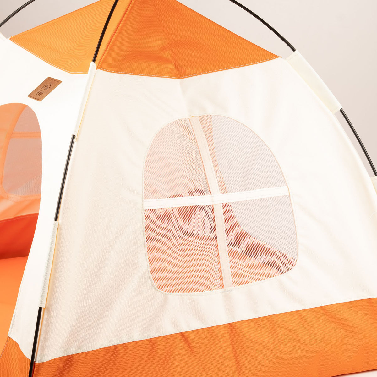Petspuff Cosy Pet Tent Bed – Covered Hideaway Den with Cushion | Beige & Orange, 58cm