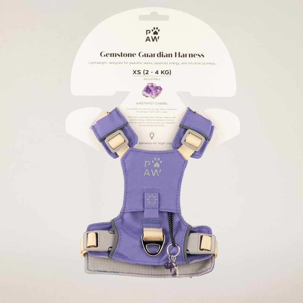 Petspuff Gemstone Guardian Step-in Dog Harness – Reflective, Amethyst Charm | Lavender, XS 2–4kg