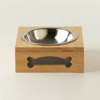 Petspuff Stainless Steel Pet Bowl in Wooden Stand – Raised Feeder for Cats & Small Dogs | 12cm