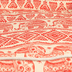 Petspuff Lucky Elephant Pet Bed – Patterned Padded Bolster Bed | Red, 60cm