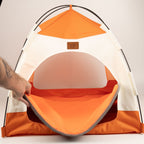 Petspuff Cosy Pet Tent Bed – Covered Hideaway Den with Cushion | Beige & Orange, 58cm