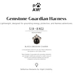 Petspuff Gemstone Guardian Step-in Dog Harness – Reflective, Black Obsidian Charm | Rock Grey, S 4–8kg