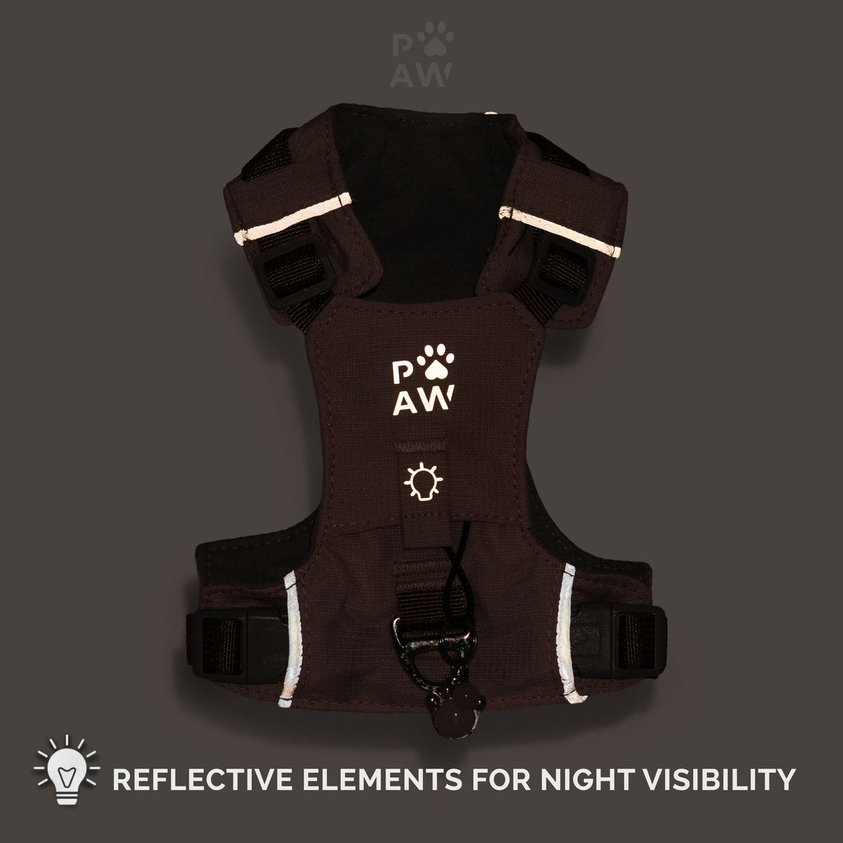Petspuff Gemstone Guardian Step-in Dog Harness – Reflective, Black Obsidian Charm | Rock Grey, S 4–8kg