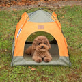 Petspuff Cosy Pet Tent Bed – Covered Hideaway Den with Cushion | Green & Orange, 48cm