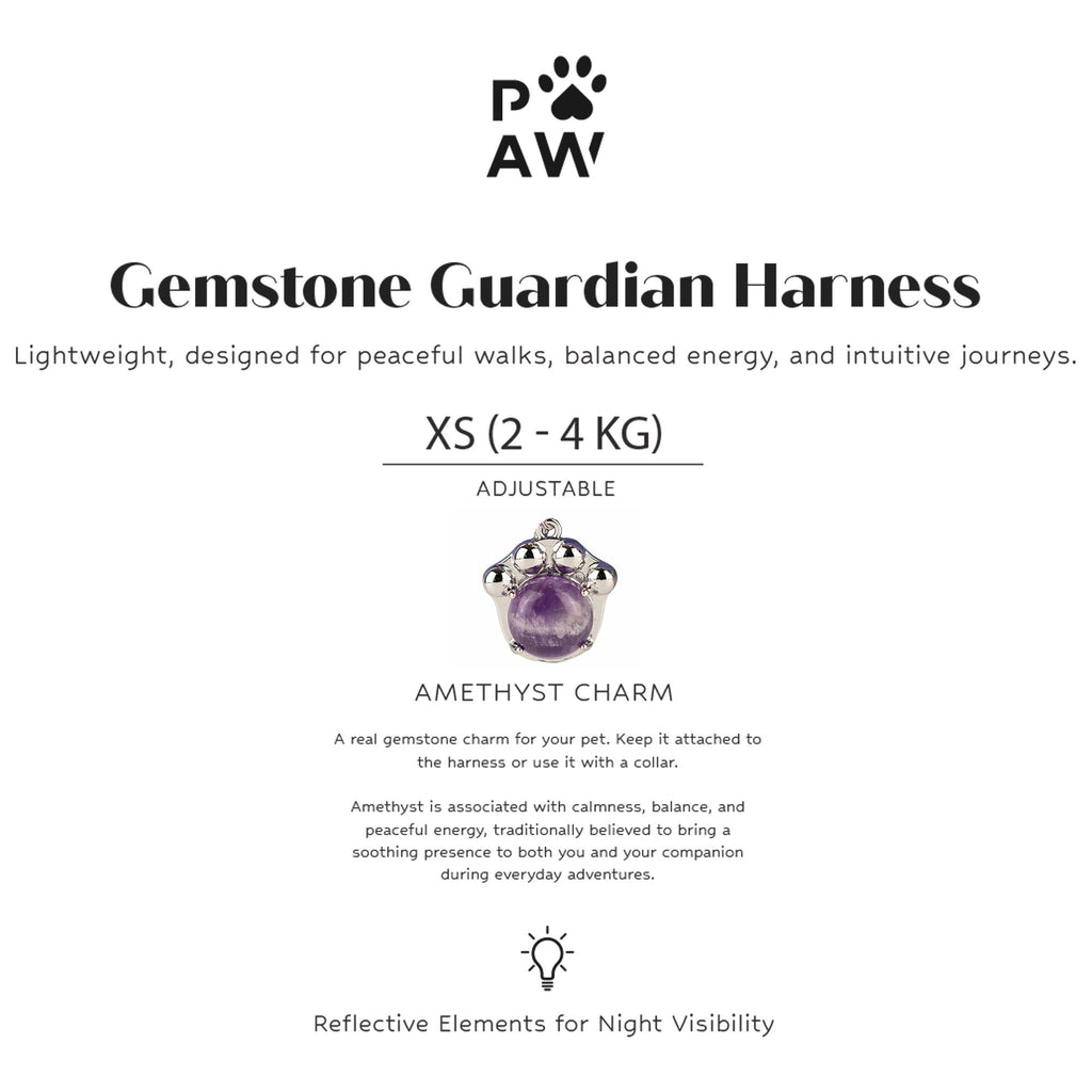 Petspuff Gemstone Guardian Step-in Dog Harness – Reflective, Amethyst Charm | Lavender, XS 2–4kg