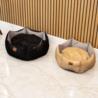 Petspuff Royal Crown Pet Bed – Cosy Padded Crown Bed with Removable Cushion | Black & Grey, Large 60cm