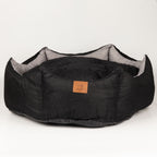 Petspuff Royal Crown Pet Bed – Cosy Padded Crown Bed with Removable Cushion | Black & Grey, Large 60cm