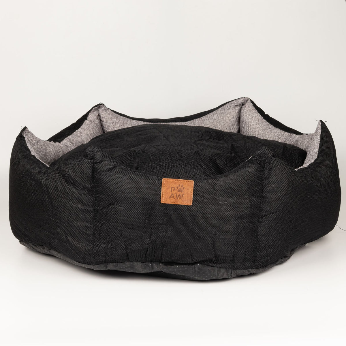 Petspuff Royal Crown Pet Bed – Cosy Padded Crown Bed with Removable Cushion | Black & Grey, Large 60cm