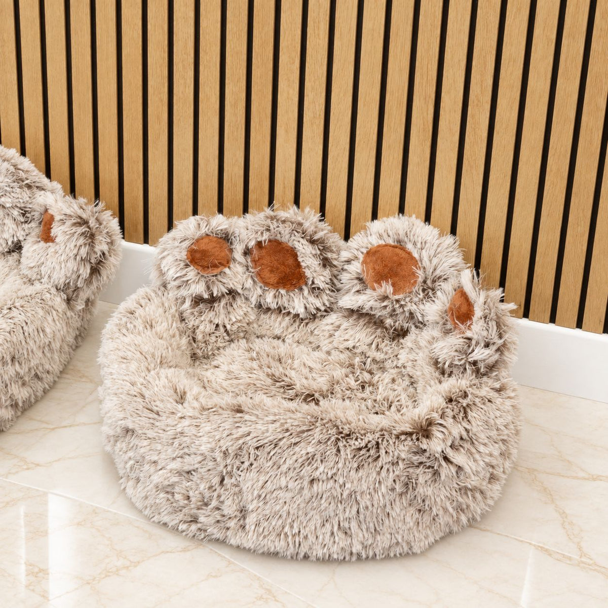 Petspuff Big Paw Fluffy Pet Bed – Shaggy Calming Nest Bed | Medium 60cm, Cats & Small Dogs