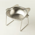 Petspuff Cat Face Stainless Steel Cat Bowl – Raised Food & Water Bowl with Stand
