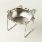 Petspuff Cat Face Stainless Steel Cat Bowl – Raised Food & Water Bowl with Stand