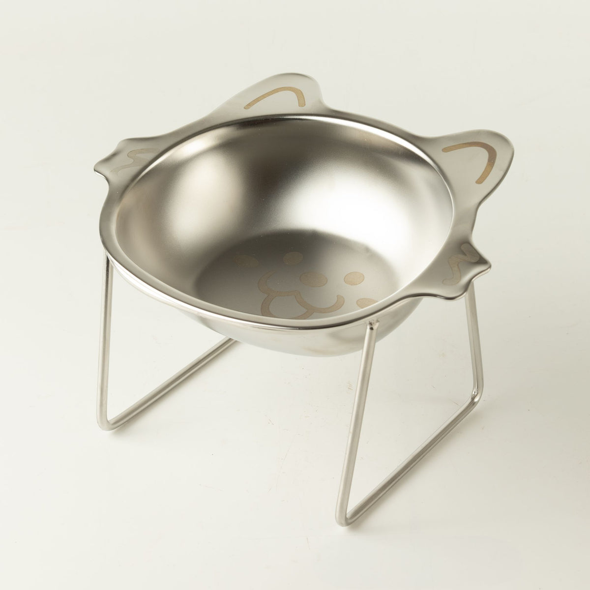 Petspuff Cat Face Stainless Steel Cat Bowl – Raised Food & Water Bowl with Stand