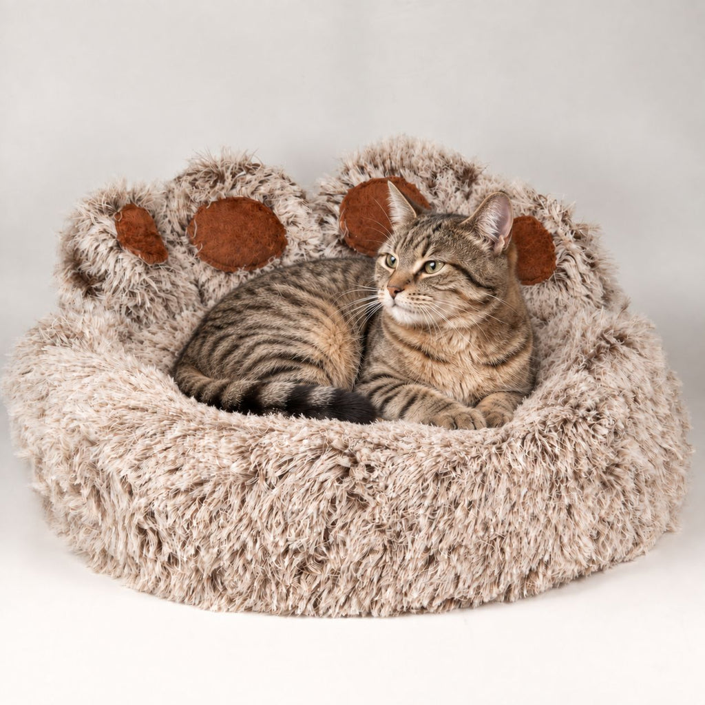 Petspuff Big Paw Fluffy Pet Bed – Shaggy Calming Nest Bed | Medium 60cm, Cats & Small Dogs